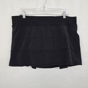 Lululemon Pace Rival Skirt - Skort 15" Women's 14 Tall Black 4-Way Stretch